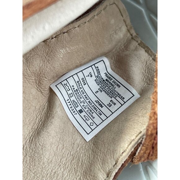 Merrell Sirah Wedge Sandal Size 7 Peep Toe Ankle Buckle Strap Prairie Brown Boho - Picture 4 of 7